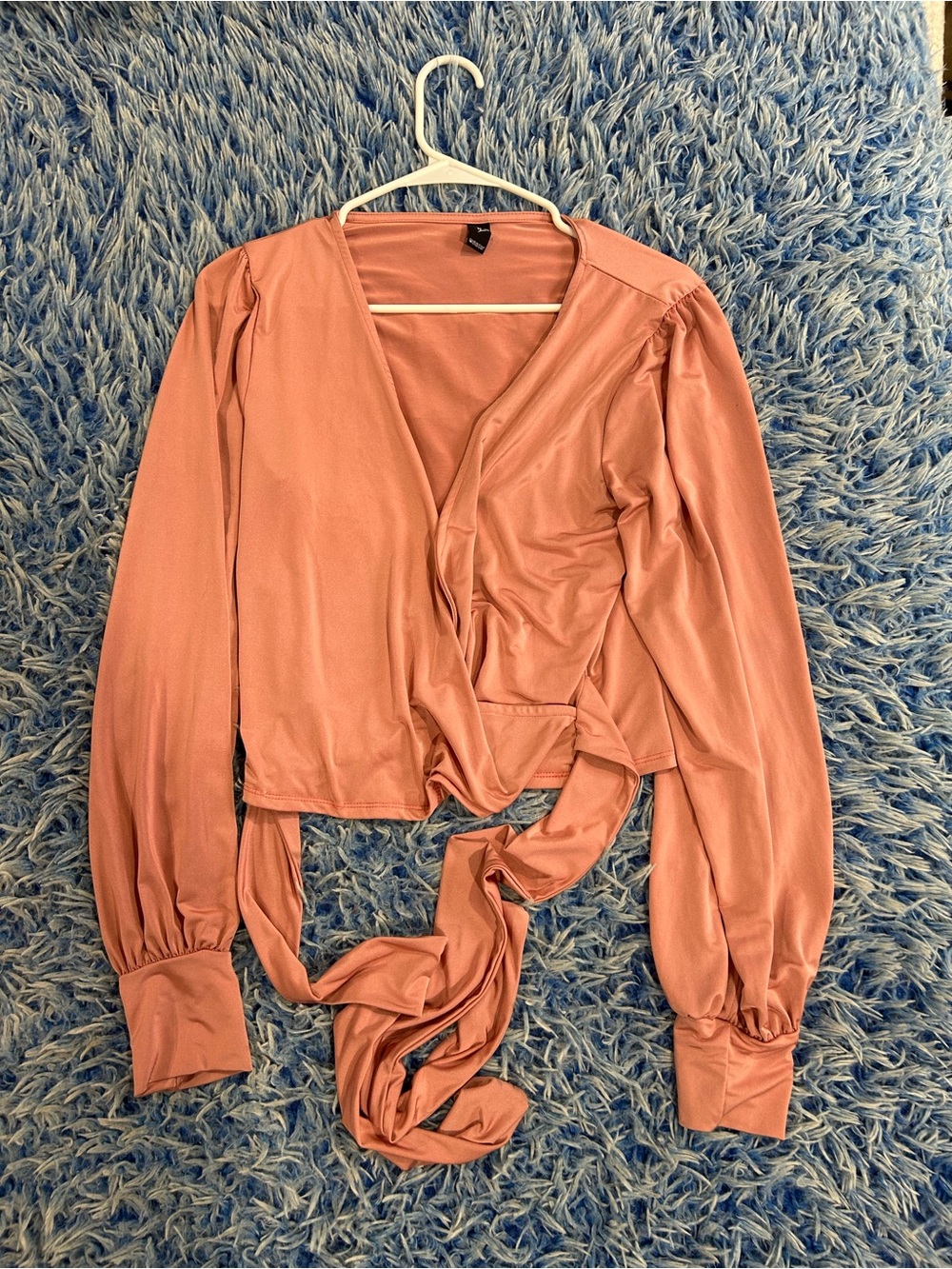 Women's Dusty Rose Wrap Long-Sleeve Top